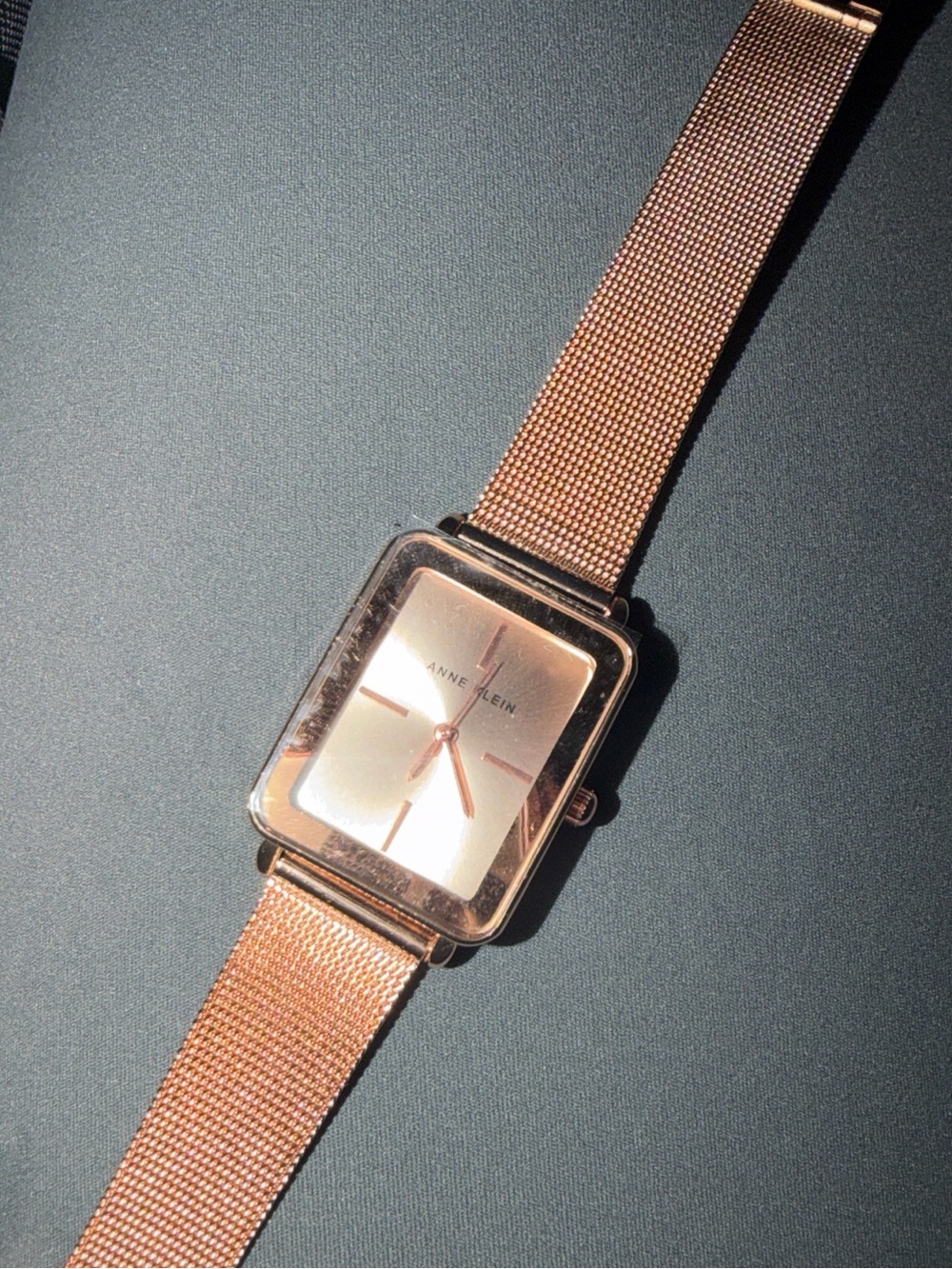 Anne Klein Rose Gold Square Mesh Strap Watch